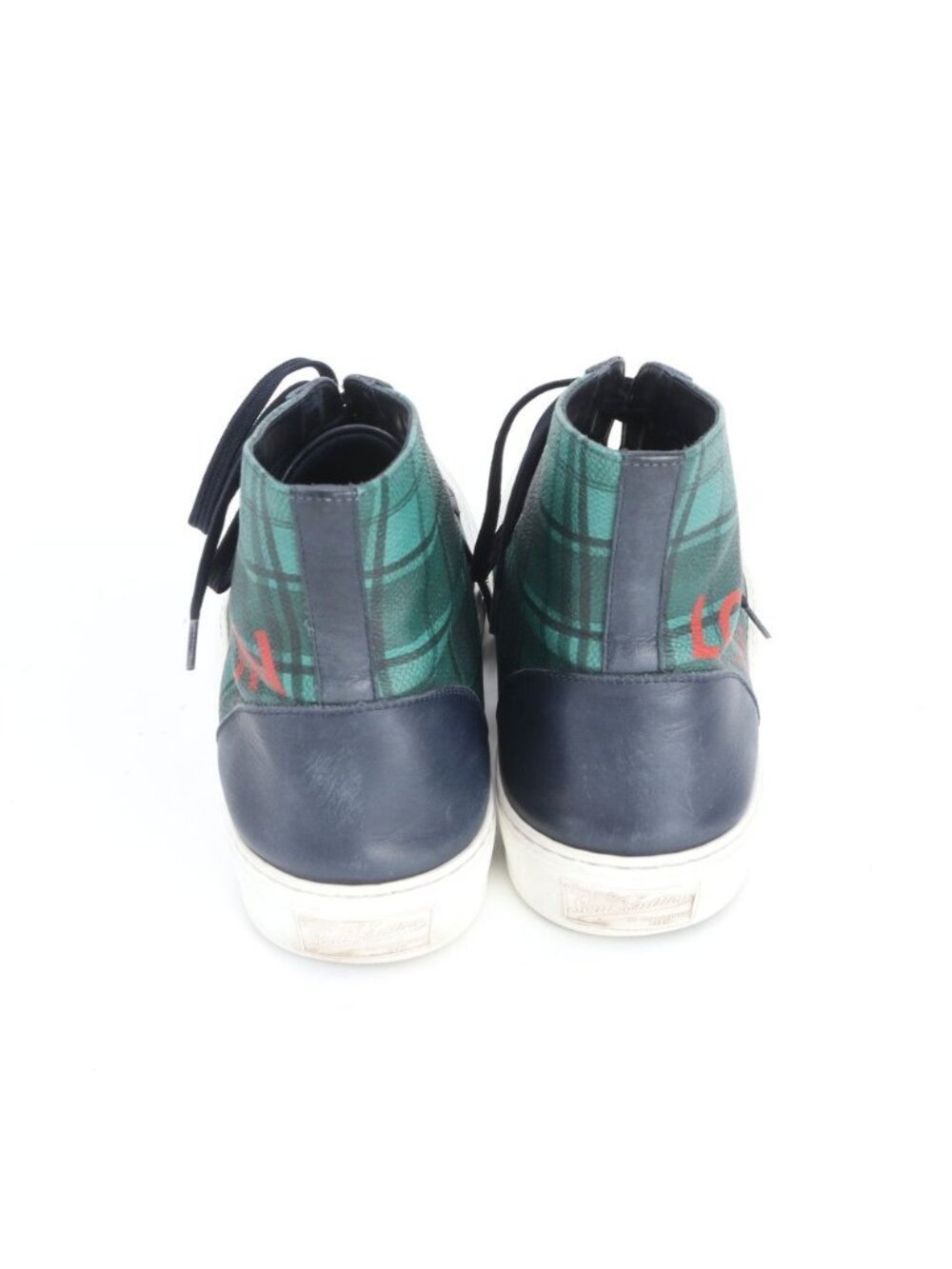 Louis Vuitton Check Tattoo Line 10 Leather High Cut Sneakers Lace Up Shoes Rbe - Picture 4 of 10